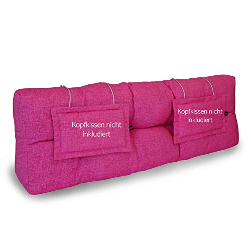 LILENO HOME Palettenkissen Set Pink - Rückenkissen 120x40x20 cm - Polster für Europaletten - Palettenkissen Outdoor als Sitzkissen für Palettenmöbel von LILENO HOME