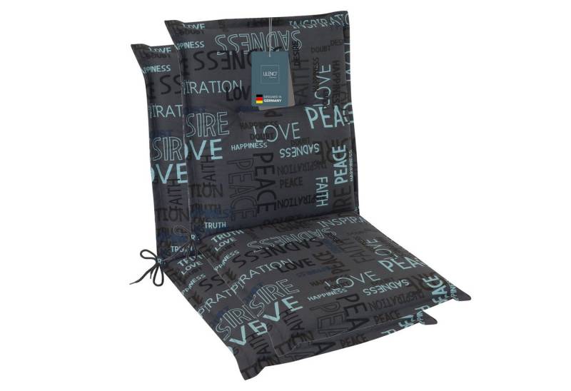 LILENO HOME Polsterauflage Niedriglehner, bequeme Sitzauflage für Gartenstühle, Stuhlkissen, (2 St., 2er Set), Gartenstuhl Auflage Letter Anthrazit, Sitzpolster waschbar von LILENO HOME