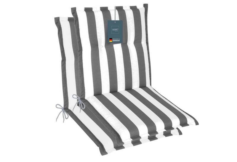 LILENO HOME Polsterauflage Niedriglehner, bequeme Sitzauflage für Gartenstühle, Stuhlkissen, (2 St., 2er Set), Gartenstuhl Auflage in Blockstreifen Grau, Sitzpolster waschbar von LILENO HOME