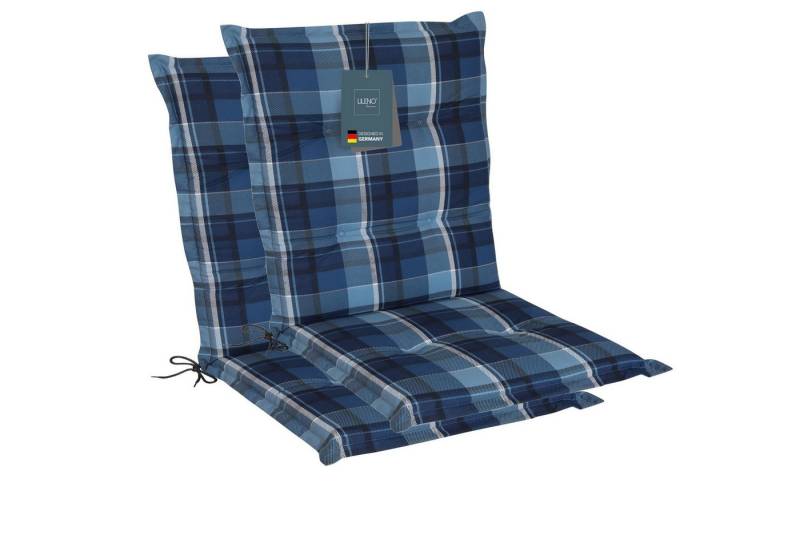 LILENO HOME Polsterauflage Niedriglehner, bequeme Sitzauflage für Gartenstühle, Stuhlkissen, (2 St., 2er Set), Gartenstuhl Auflage in Karo Blau, Sitzpolster waschbar von LILENO HOME