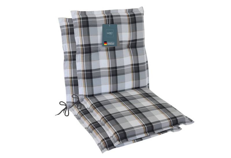LILENO HOME Polsterauflage Niedriglehner, bequeme Sitzauflage für Gartenstühle, Stuhlkissen, (2 St., 2er Set), Gartenstuhl Auflage in Karo Grau, Sitzpolster waschbar von LILENO HOME