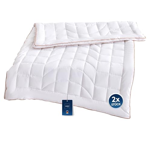 LILENO HOME Premium Ganzjahresdecke 200x200 cm [2er Set] mit Golden Elegance Baumwolle - extra weiche Bettdecke 200x200 cm - perfekt als Sommer u. Winter Decke ohne Bezug - waschbar bis 60°C von LILENO HOME