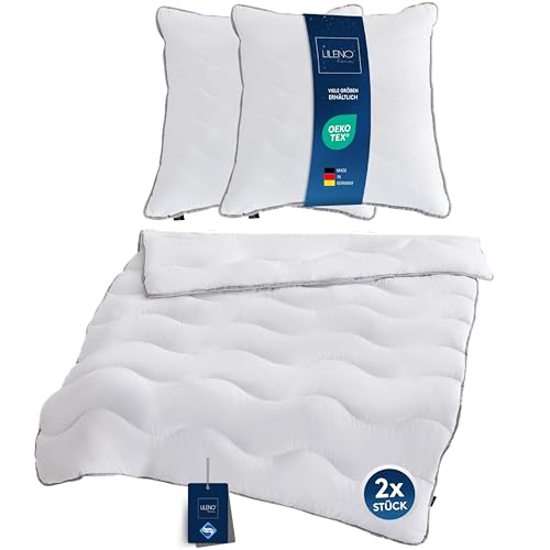 LILENO HOME Premium Sommerdecke 135x200 cm + Kissen 80x80 cm [2er Set] mit Sanitized Hypoallergen - extra weiche Bettdecke 135x200 cm + Kissen 80x80 cm - für den Sommer - waschbar bis 95°C von LILENO HOME