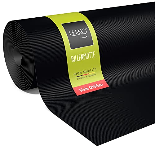 LILENO HOME Rillen Gummimatte Meterware 1000x100 cm (2x5m) - Gummiläufer Rillenmatte (3mm) als Werkstattboden, Antirutschmatte, Werkbank Auflage u. Bodenmatte - Gummi Matte für Keller, Garage von LILENO HOME