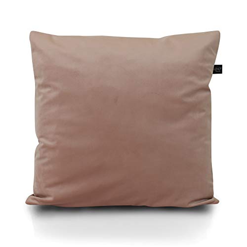 LILENO HOME Samt Kissenbezug 45x45 cm [Mauve] - 2er Set Samt Kissenhülle [ohne Füllkissen] - wasserabweisender Samt Kissenbezug mit verstecktem Reißverschluss - als Sofa u. Deko Kissen von LILENO HOME