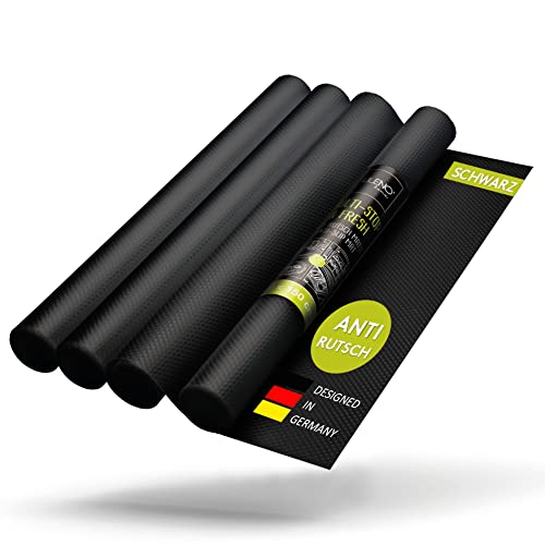 LILENO HOME Schubladenmatte 30x150 cm (Schwarz) 4er Set - Antirutschmatte Schubladen als Schubladeneinlage für Kühlschrank - Schublade Einlagen zuschneidbar als Antirutschmatten Küche von LILENO HOME