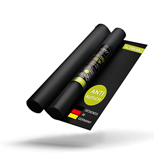 LILENO HOME Schubladenmatte 50x150 cm (Schwarz) 2er Set - Antirutschmatte Schubladen als Schubladeneinlage für Kühlschrank - Schublade Einlagen zuschneidbar als Antirutschmatten Küche von LILENO HOME
