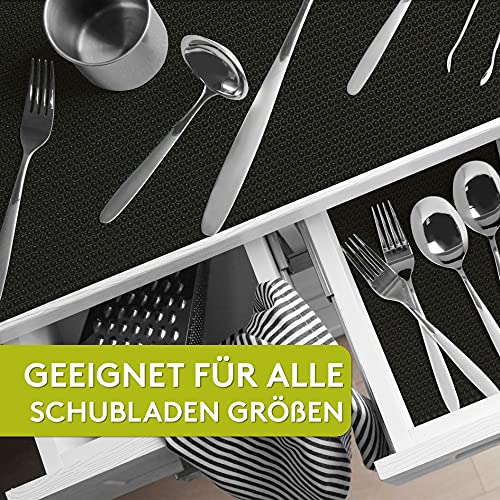 LILENO HOME Schubladenmatte 50x150 cm (Schwarz) 3er Set - Antirutschmatte Schubladen als Schubladeneinlage für Kühlschrank - Schublade Einlagen zuschneidbar als Antirutschmatten Küche von LILENO HOME