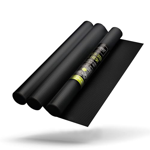 LILENO HOME Schubladenmatte 50x150 cm (Schwarz) 3er Set - Antirutschmatte Schubladen als Schubladeneinlage für Kühlschrank - Schublade Einlagen zuschneidbar als Antirutschmatten Küche von LILENO HOME