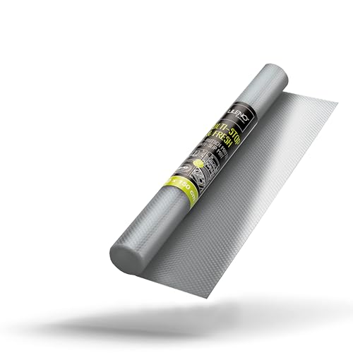 LILENO HOME Schubladenmatte 50x150 cm (Silber) 1er Set - Antirutschmatte Schubladen als Schubladeneinlage für Kühlschrank - Schublade Einlagen zuschneidbar als Antirutschmatten Küche von LILENO HOME