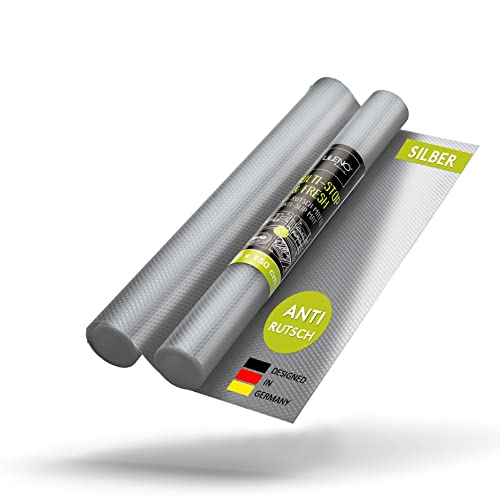 LILENO HOME Schubladenmatte 50x150 cm (Silber) 2er Set - Antirutschmatte Schubladen als Schubladeneinlage für Kühlschrank - Schublade Einlagen zuschneidbar als Antirutschmatten Küche von LILENO HOME