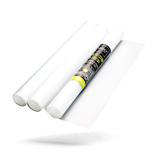 LILENO HOME Schubladenmatte 50x150 cm (Weiss) 3er Set - Antirutschmatte Schubladen als Schubladeneinlage für Kühlschrank - Schublade Einlagen zuschneidbar als Antirutschmatten Küche von LILENO HOME