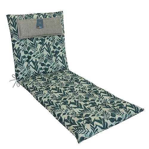 LILENO HOME Sonnenliege Auflage als [1er Set - Rollliege] in Blätter Grün - Gartenliegen Auflage perfekt für Strandliege - Polster Auflage für Gartenliege (188x60x8cm) MAR von LILENO HOME