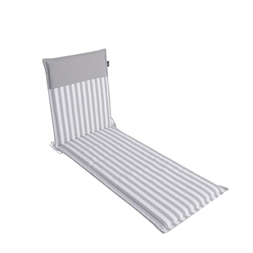 LILENO HOME Sonnenliege Auflage als [1er Set - Rollliege] in Streifen Hellgrau - Uni Hellgrau - Gartenliegen Auflage perfekt für Strandliege - Polster Auflage für Gartenliege (190x60x5cm) Malt von LILENO HOME