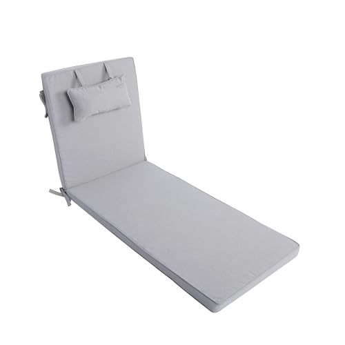LILENO HOME Sonnenliege Auflage mit Kopfkissen [1er Set - Rollliege] in Silber - Gartenliegen Auflage perfekt für Strandliege - Auflage für Gartenliege MAR von LILENO HOME