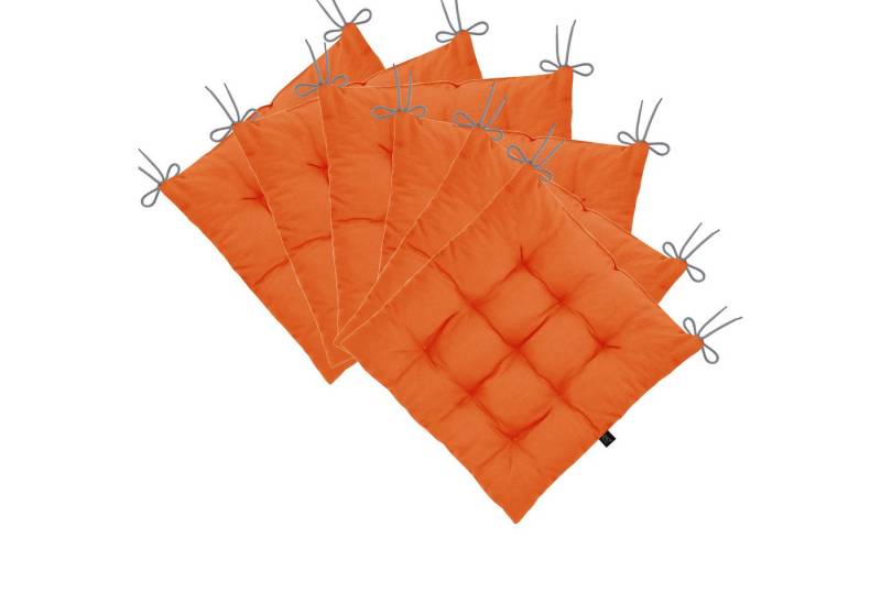 LILENO HOME Stuhlkissen Sitzkissen für Gartenstuhl, Küchenstuhl oder Esszimmerstuhl 40x40x6 cm, Bequeme Indoor u. Outdoor Stuhlauflage als Stuhl Kissen Orange von LILENO HOME
