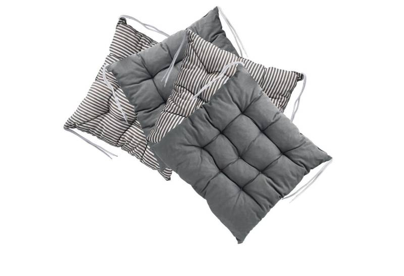 LILENO HOME Stuhlkissen - Wende Sitzkissen für Gartenstuhl oder Küchenstuhl 40x40x6 cm, Bequeme Indoor u. Outdoor Stuhlauflage als Stuhl Kissen Anthrazit von LILENO HOME