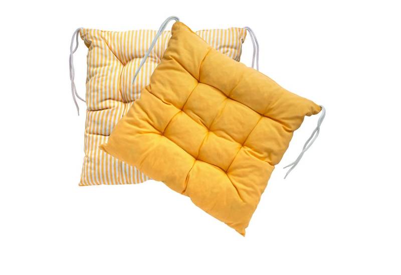 LILENO HOME Stuhlkissen - Wende Sitzkissen für Gartenstuhl oder Küchenstuhl 40x40x6 cm, Bequeme Indoor u. Outdoor Stuhlauflage als Stuhl Kissen Gelb von LILENO HOME