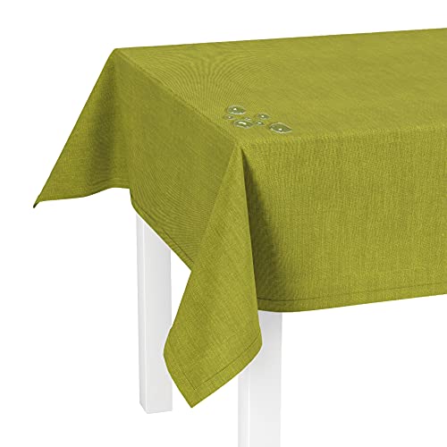 LILENO HOME Tischdecke abwaschbar [140x180cm] in Grün - Gesäumte Polypropylen Gewebe Tischdecke wasserdicht mit Fleckschutz von LILENO HOME