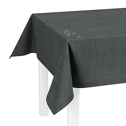 LILENO HOME Tischdecke abwaschbar [140x280cm] in Petrol - Gesäumte Polypropylen Gewebe Tischdecke wasserdicht mit Fleckschutz von LILENO HOME