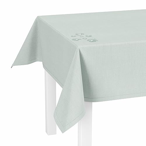 LILENO HOME Tischdecke abwaschbar als Meterware [110x140cm] in Hellgrau - Gesäumte Polypropylen Gewebe Tischdecke wasserdicht mit Fleckschutz von LILENO HOME