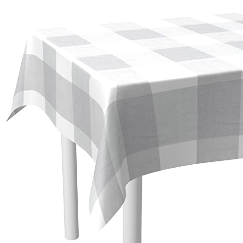 LILENO HOME Tischdecke abwaschbar als Meterware 180x140cm (Schnittkante) in Karo Grau - Wachstuchtischdecke wasserabweisend ideal als Tischtuch o. Tischläufer für Bierzeltgarnitur von LILENO HOME