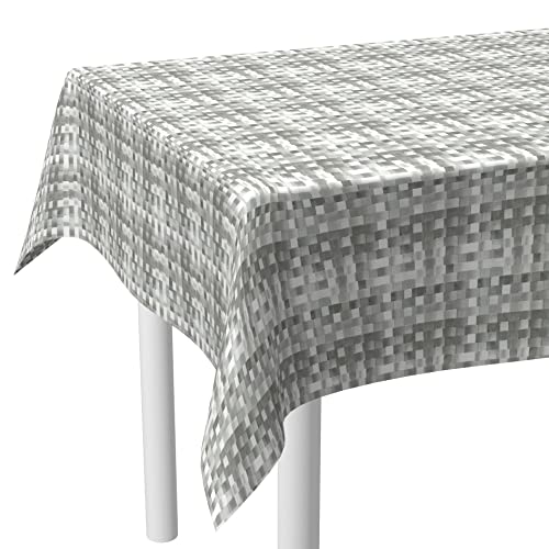 LILENO HOME Tischdecke abwaschbar als Meterware 200x140cm (Schnittkante) in Gewebekaro Silber - Wachstuchtischdecke wasserabweisend ideal als Tischtuch o. Tischläufer für Bierzeltgarnitur von LILENO HOME