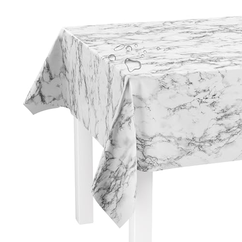 LILENO HOME Tischdecke abwaschbar als Meterware 240x140cm (Schnittkante) in Marmor grau Motiv - Wachstuchtischdecke wasserabweisend ideal als Tischtuch o. Tischläufer für Bierzeltgarnitur von LILENO HOME