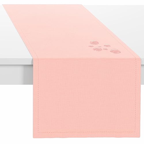 LILENO HOME Tischläufer abwaschbar [40x140cm] in Peach - Gesäumte Polypropylen Gewebe Tischläufer Tischdecke wasserdicht mit Fleckschutz von LILENO HOME