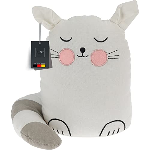 LILENO HOME Türstopper Tier als Katze Weiss - hochwertiger Kinderzimmer Türstopper als Boden Tür Stopper Sack - Tiere Stoff Türstopper Boden als Türstopper Sack mit Sandfüllung von LILENO HOME