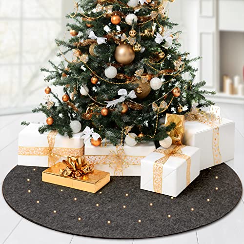 LILENO HOME Weihnachtsbaumdecke LED anthrazit mit 8 Leuchtfunktionen - Christbaumdecke als Bodenschutz Weihnachtsbaum aus Filz - Tannenbaumdecke rund (100cm) Baumdecke für Tannenbaum - inkl. Timer von LILENO HOME