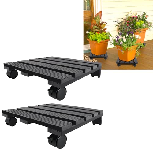 LILIIN 2er WPC Pflanzenroller Blumenroller Rollbrett mit PP-Räder, Pflanzen Rollbrett Tragkraft bis 100kg, für Außenbereich & Innenbereich, 30 x 30 cm, Quadrat, Dunkelgrau LILIIN 2er WPC Pflanzenroller Blumenroller Rollbrett mit PP-Räder, Pflanzen Rollbrett Tragkraft bis 100kg, für Außenbereich & Innenbereich, 30 x 30 cm, Quadrat, Dunkelgrau von LILIIN