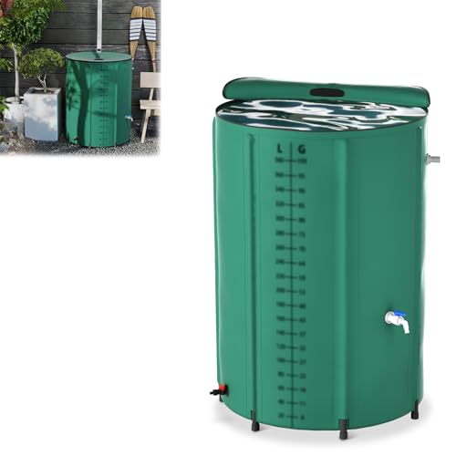 LILIIN 380L Regentonne Faltbar Regenwassertonne, Regenwassertank Wassertank Witterungsbeständig Wasserauffangbehälter inkl. UnteremAblauf, 100 Gallonen von LILIIN