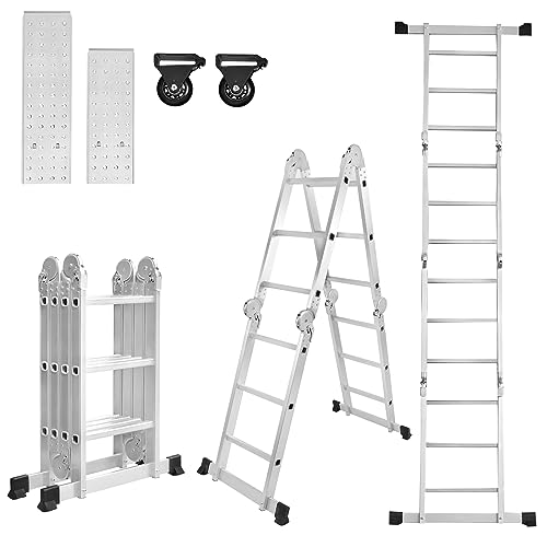 LILIIN 6 in 1 Alu Mehrzweckleiter Teleskopleiter Leiter Trittleiter Multifunktionsleiter mit Plattform Ladder Max Tragfähigkeit 150kg Stehleiter Schiebeleiter Klappleiter 4x3 Stufen mit Gerüstplatten LILIIN 6 in 1 Alu Mehrzweckleiter Teleskopleiter Leiter Trittleiter Multifunktionsleiter mit Plattform Ladder Max Tragfähigkeit 150kg Stehleiter Schiebeleiter Klappleiter 4x3 Stufen mit Gerüstplatten von LILIIN
