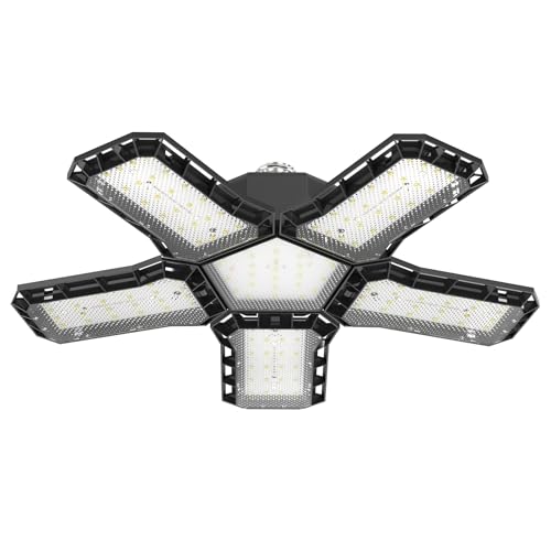 LILIIN 72W LED Werkstattlampe 6500K Faltbare Garagenlampe Garagenbeleuchtung mit 4 Verstellbaren Paneelen, E26/E27 Werkstattlampe Garagenleuchte, Kaltweiß (2 Stück) von LILIIN
