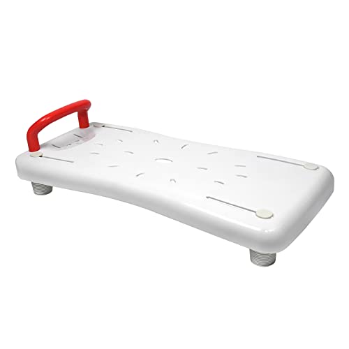 LILIIN Badewannenbrett 70cm lang, Badewannensitz Senioren Wannensitz Sitzbrett mit Seifenablage und Rot Haltegriff, Stuhl für Badezimmer, bis max.150kg von LILIIN