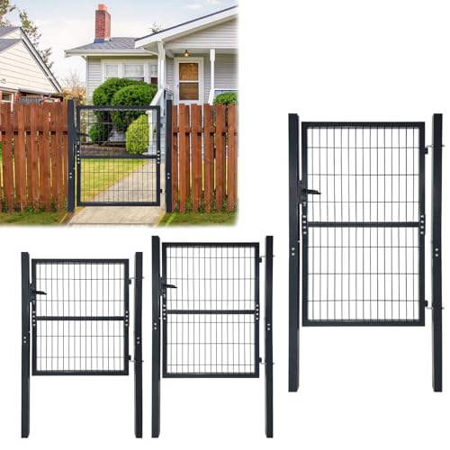 LILIIN Gartentor Premium Gartentür Hoftor Zauntür Gartenpforte aus Metall verzinktem Stahl Inkl. Schloss Schloss Türklinke und Schlüssel, Gartenzaun 100 x 100 cm, Anthrazit von LILIIN