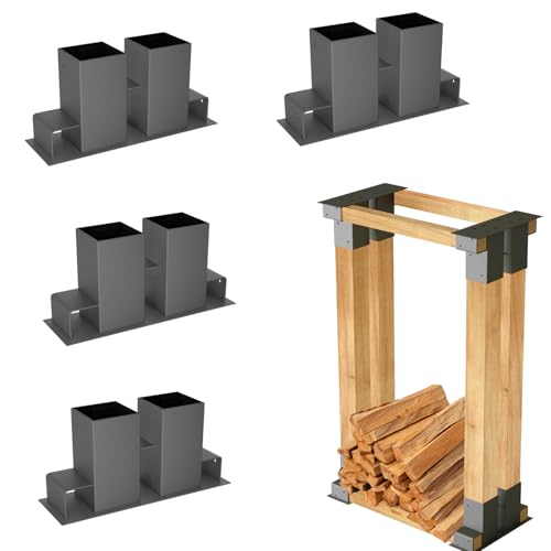 LILIIN Holzstapelhilfe für Kaminholz Feuerverzinkt Holzstapelhalter Brennholzregal Kaminholzhalter Brennholz Stapelhilfe Kaminholzregal aussen und innen (4 Stück) von LILIIN