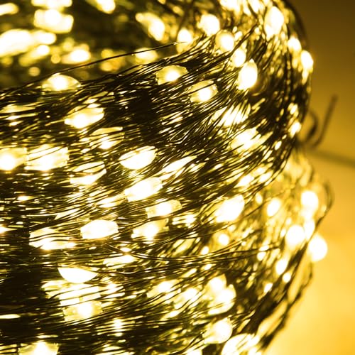 LILIIN Lichterkette aus Kupferdraht, LED Deko Lichterketten, Warmweiß und 8 Modi, mit Stecker und Fernbedienung, IP44 Wasserdicht, ideal für Weihnachtsdeko, Innen, Außen, Deko DIY(120M, 1200LEDs) von LILIIN