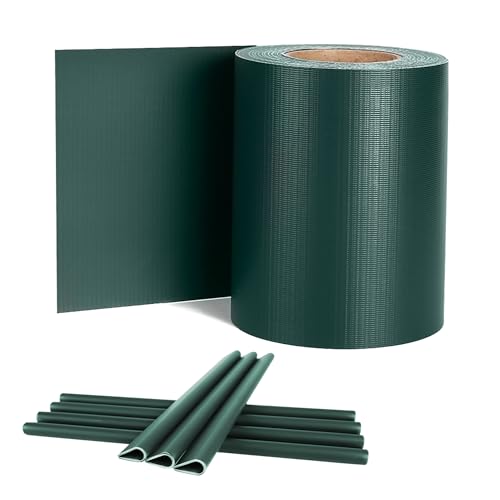LILIIN PVC Stabmattenzaun Sichtschutz-Streifen Doppelstabmatten Garten Sichtschutzfolie 65m x 19cm, inkl. 30 Stücke Befestigungsclips, (Grün) von LILIIN