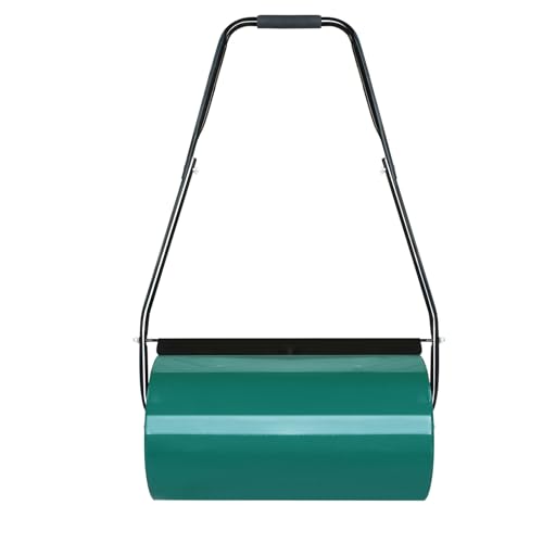 LILIIN Rasenwalze Gartenrolle Handwalze Gartenwalze Rasenwalze Befüllbar 57cm Metall Handwalze Rasenroller Gartenfräse Rasenlüfter-32cm Durchmesser, ca. 46L Füllvolumen, Grün von LILIIN