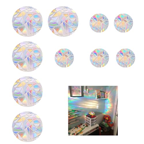 10Pcs Fensterfolie Bunt,Prisma Fensteraufkleber Vogelschutz Fenster,Suncatcher Sticker,Regenbogen Folie Fenster,Sonnenfänger Window Fenstersticker,Rainbow Fensterbilder,Deko für Stoppt Vögel von LILIKAI