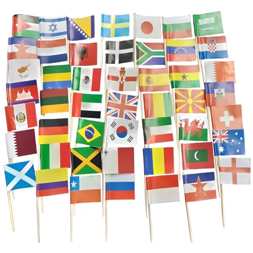 100 Stück Deutschland Flagge Klein,Deutschland Flagge Zahnstocher mit Fähnchen,Deutsche Deko Fahne Klein Mini Cocktail Flaggen Cupcake Toppers Stick (stochastisch, Einheitsgröße) von LILIKAI