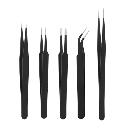 5 Stück Pinzetten Set,Spitze Pinzette Schmuck Perlen Werkzeug,Bügelperlen Modellbau Basteln Edelstahl Pinzettenwerkzeug Tweezers,Präzisionspinzette für Einfädler Kleinteile Greifer Schmuckherstellung von LILIKAI