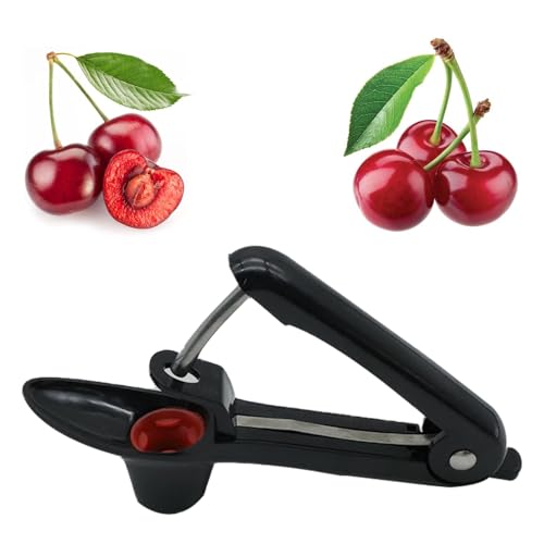 Kirschentkerner,Kirschkernentferner,Edelstahl Entkerner Kirschen,Kirschentsteiner Obstentkerner Cherry Corer Entferner,Hand Fruit Entkernen,Kirschenentkerner,für Obst,Kirsche Obstbeere (Schwarz) von LILIKAI