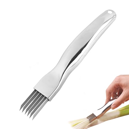 Shred Silk The Knife,Edelstahl New Spring Onion Slicer,Scallion Cutter,Zwiebel Gemüse Shredder,Manuell Zwiebelschneider Gehackte Vegetable zubehör,Eierschneider Küchenhelfer,für Obst Brot (2) von LILIKAI