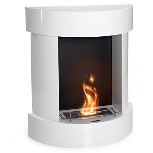 LILIMO Wandkamin Elite | 95 x 40 x 110 cm | Freistehender Bio-Ethanol Kamin | in weiß | Ethanol Kamin Indoor und Outdoor | Bio Ethanol Kaminofen Indoor, Balkon- und Terassenkamin von LILIMO