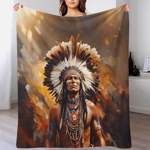 Indianer Decke Sherpa Kuscheldecke Flauschig - Extra Warme Dicke Flanneln Mohikaner Kordecke Sofaüberwurf, Sofadecke 50x60inch(127x152cm) Wolldecke Couchdecke Wohndecke von LILIlaobiao