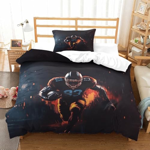 LILIlaobiao American Football Pattern Bettbezug Reißverschluss Bettwäsche Mit Kissenbezüge: 80 X 80cm, Rugby Bettdeckenbezug Wärme Zum Schlafen Duvet Cover Single（135x200cm） von LILIlaobiao