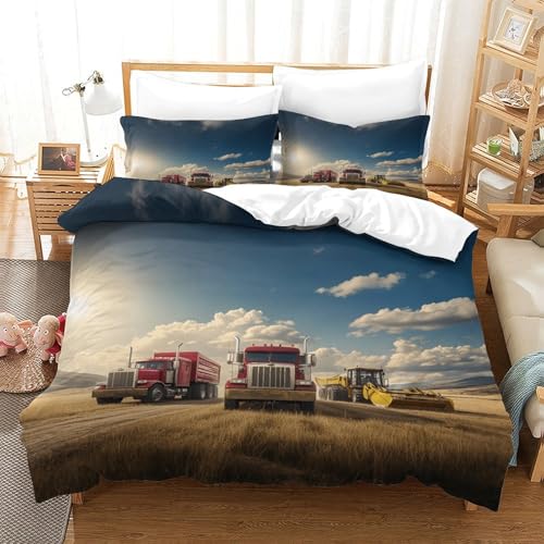 LILIlaobiao American Lastwagen Bettwäsche Verstecktes Scharnier Steppdeckenbezug Mit Liebe Traktor Bettdeckenbezug Komfortabel Bettbezug Mit Kopfkissenbezügen: 80 X 80cm Double（200x200cm） von LILIlaobiao